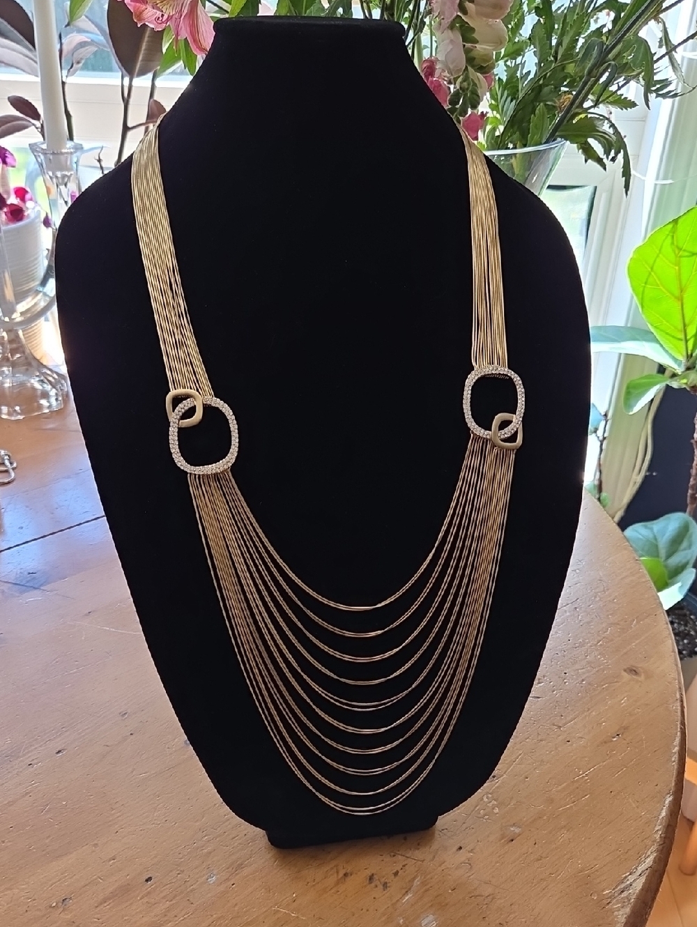 Vintage ABS By A. Schwartz Y2K Gold-Tone Multi-Strand Toggle Clasp Necklace